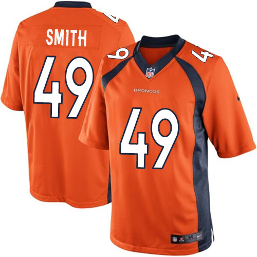 Men's Limited Dennis Smith Nike Jersey Orange Home - #49 NFL Denver Broncos